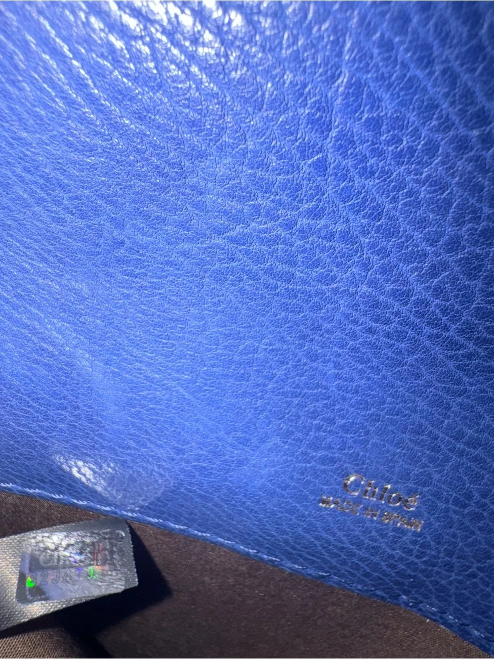 Chole Aurore  wallet Blue Calfskin Leather Crossbody Wallet with Gold Hardware